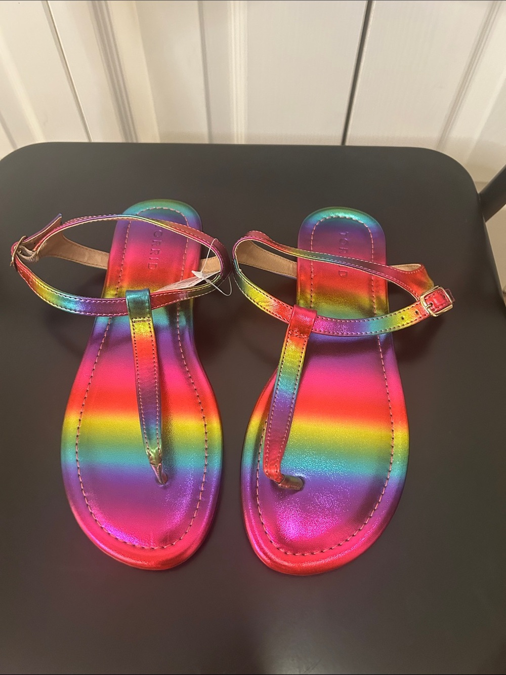 NWT Torrid Rainbow Metallic T-Strap Sandals